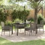Conjunto de Comedor de Jardín con cojín 5 pcs Gris Poliratán