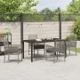Conjunto de Comedor de Jardín con cojín 5 pcs Gris Poliratán