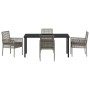 Conjunto de Comedor de Jardín con cojín 5 pcs Gris Poliratán