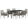 Conjunto de Comedor de Jardín con cojín 7 pcs Gris Poliratán