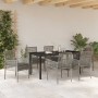 Conjunto de Comedor de Jardín con cojín 7 pcs Gris Poliratán