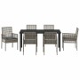 Conjunto de Comedor de Jardín con cojín 7 pcs Gris Poliratán