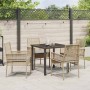 Conjunto de Comedor de Jardín con cojín 5 pcs Beige Poliratán
