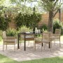 Conjunto de Comedor de Jardín con cojín 5 pcs Beige Poliratán