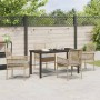 Conjunto de Comedor de Jardín con cojín 5 pcs Beige Poliratán