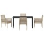 Conjunto de Comedor de Jardín con cojín 5 pcs Beige Poliratán