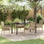 Conjunto de Comedor de Jardín con cojín 5 pcs Beige Poliratán