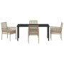 Conjunto de Comedor de Jardín con cojín 5 pcs Beige Poliratán