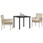 Conjunto de Comedor de Jardín con cojín 3 pcs Beige Poliratán