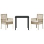 Conjunto de Comedor de Jardín con cojín 3 pcs Beige Poliratán