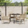 Conjunto de Comedor de Jardín con cojín 5 pcs Beige Poliratán