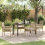 Conjunto de Comedor de Jardín con cojín 5 pcs Beige Poliratán