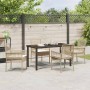 Conjunto de Comedor de Jardín con cojín 5 pcs Beige Poliratán