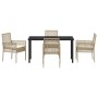 Conjunto de Comedor de Jardín con cojín 5 pcs Beige Poliratán