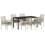 Conjunto de Comedor de Jardín 7 pcs Gris Claro Poliratán