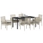 Conjunto de Comedor de Jardín 7 pcs Gris Claro Poliratán