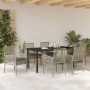 Conjunto de Comedor de Jardín 7 pcs Gris Claro Poliratán