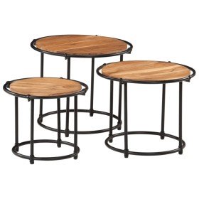 Mesas apilables 3 piezas madera maciza de acacia Mesas apilables 3 piezas madera maciza de acacia