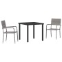 Conjunto de Comedor de Jardín 3 pcs Gris Poliratán