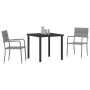 Conjunto de Comedor de Jardín 3 pcs Gris Poliratán