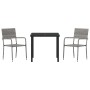 Conjunto de Comedor de Jardín 3 pcs Gris Poliratán