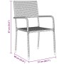 Conjunto de Comedor de Jardín 3 pcs Gris Poliratán