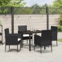 Conjunto de Comedor de Jardín con cojín 5 pcs Negro Poliratán