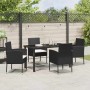 Conjunto de Comedor de Jardín con cojín 5 pcs Negro Poliratán