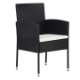 Conjunto de Comedor de Jardín con cojín 5 pcs Negro Poliratán