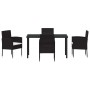 Conjunto de Comedor de Jardín con cojín 5 pcs Negro Poliratán