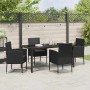 Conjunto de Comedor de Jardín con cojín 5 pcs Negro Poliratán