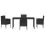 Conjunto de Comedor de Jardín con cojín 5 pcs Negro Poliratán