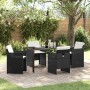 Conjunto de Comedor de Jardín con cojín 5 pcs Negro Poliratán