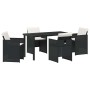 Conjunto de Comedor de Jardín con cojín 5 pcs Negro Poliratán