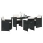 Conjunto de Comedor de Jardín con cojín 5 pcs Negro Poliratán