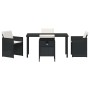 Conjunto de Comedor de Jardín con cojín 5 pcs Negro Poliratán