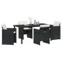 Conjunto de Comedor de Jardín con cojín 5 pcs Negro Poliratán