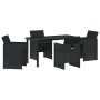 Conjunto de Comedor de Jardín con cojín 5 pcs Negro Poliratán