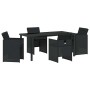 Conjunto de Comedor de Jardín con cojín 5 pcs Negro Poliratán