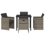 Conjunto de Comedor de Jardín con cojín 5 pcs Gris Poliratán