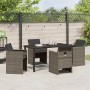 Conjunto de Comedor de Jardín con cojín 5 pcs Gris Poliratán