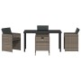 Conjunto de Comedor de Jardín con cojín 5 pcs Gris Poliratán