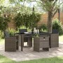 Conjunto de Comedor de Jardín con cojín 5 pcs Gris Poliratán