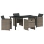Conjunto de Comedor de Jardín con cojín 5 pcs Gris Poliratán