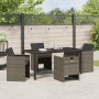 Conjunto de Comedor de Jardín con cojín 5 pcs Gris Poliratán
