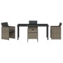 Conjunto de Comedor de Jardín con cojín 5 pcs Gris Poliratán