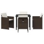 Conjunto de Comedor de Jardín con cojín 5 pcs Marrón Poliratán