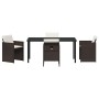 Conjunto de Comedor de Jardín con cojín 5 pcs Marrón Poliratán