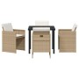 Conjunto de Comedor de Jardín con cojín 5 pcs Beige Poliratán