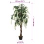 Árbol de wisteria artificial 1470 hojas verde y blanco 200 cm